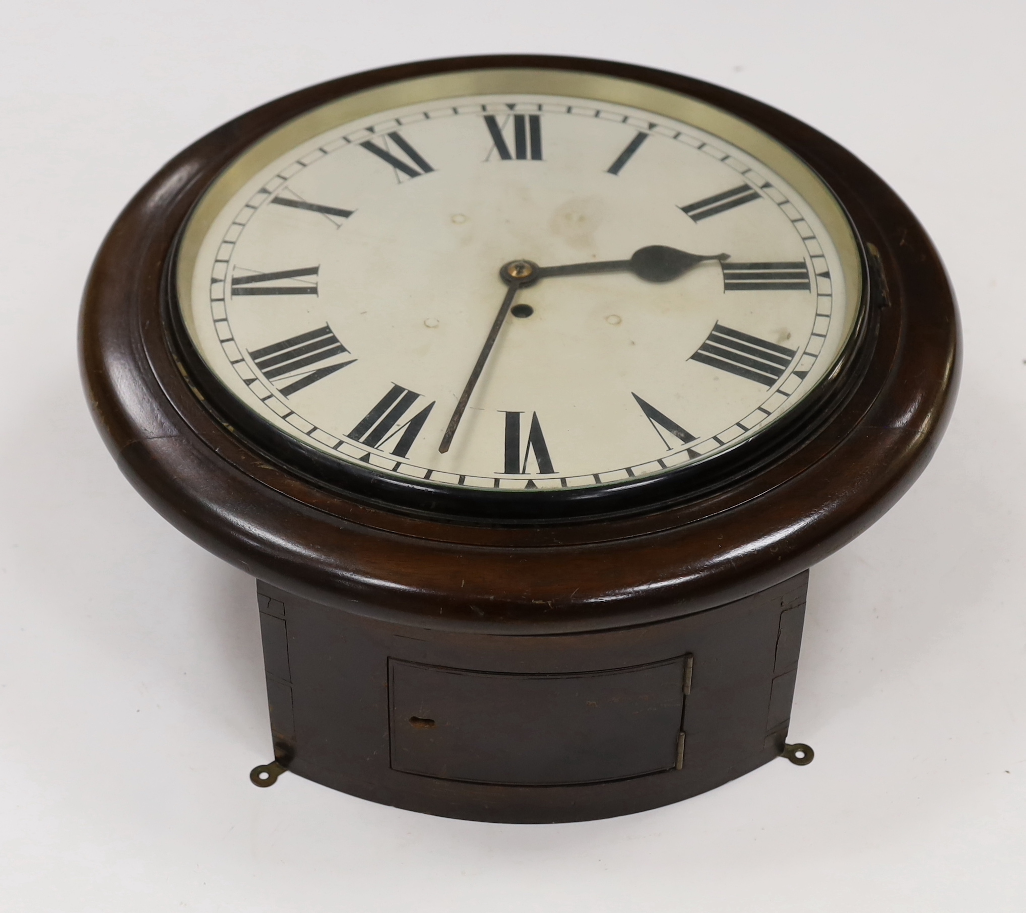 A late Victorian mahogany single fusee wall dial, diameter 47cm